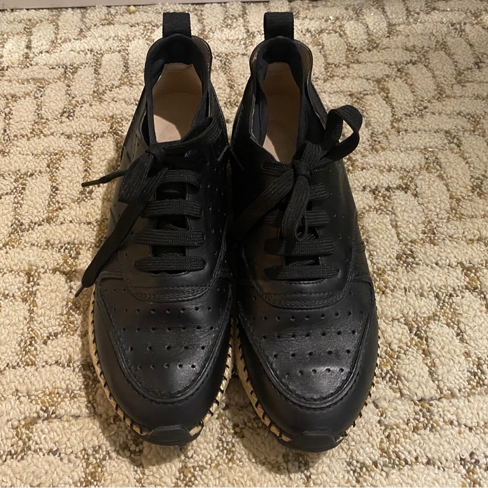 Tod’s Black Leather Sneakers with Woven Sole
